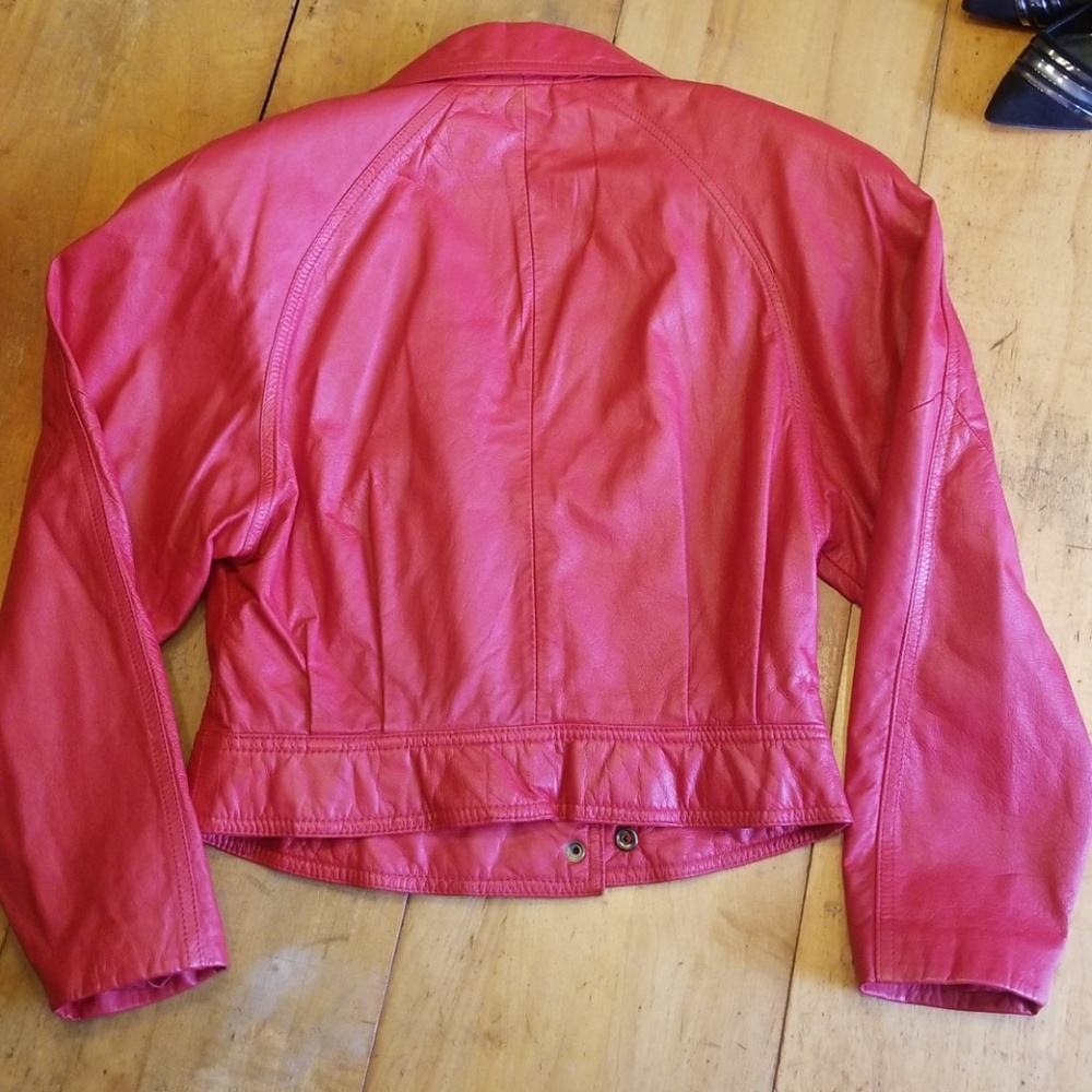 SOLD! Vtg Wilson's Red Leather Moto Jacket/Skirt 8 - Picture 8 of 8